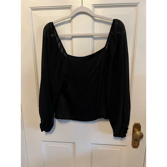 Zara Black V Neck Sheer Long Sleeve Cropped Top Going Out Blouse Women's XS Sexy - Picture 3 of 11